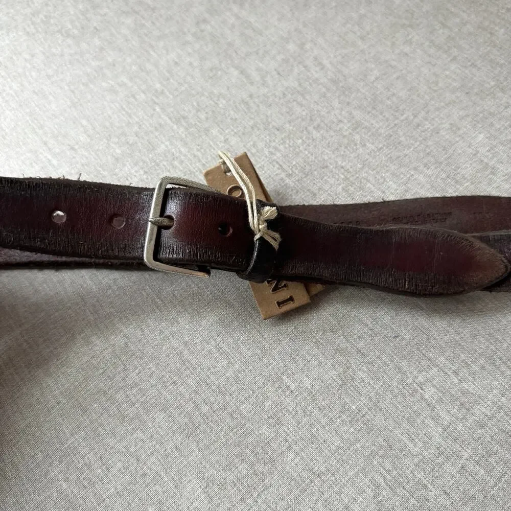 Orciani Handmade Italian Leather Textured Brown Silver Tone Buckle Belt 100 NEW